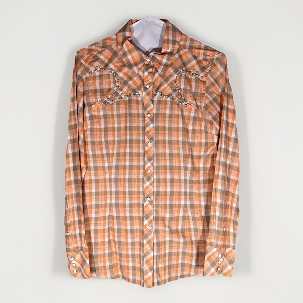 Women's Ariat Embroidered Plaid Western Rodeo Cowgirl Embellished Shirt Size M